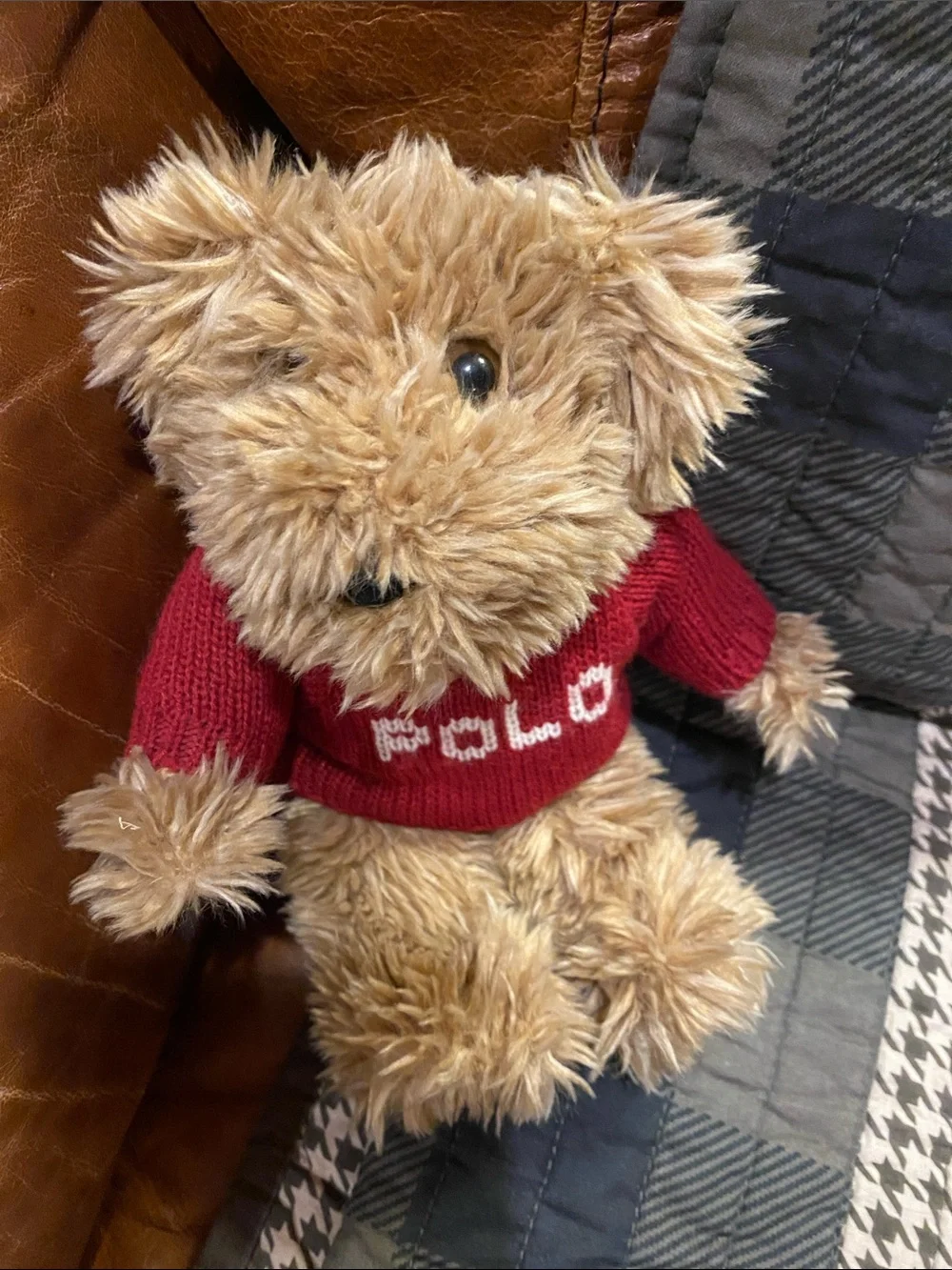 RL Polo Teddy Bear with Red Knit Sweater